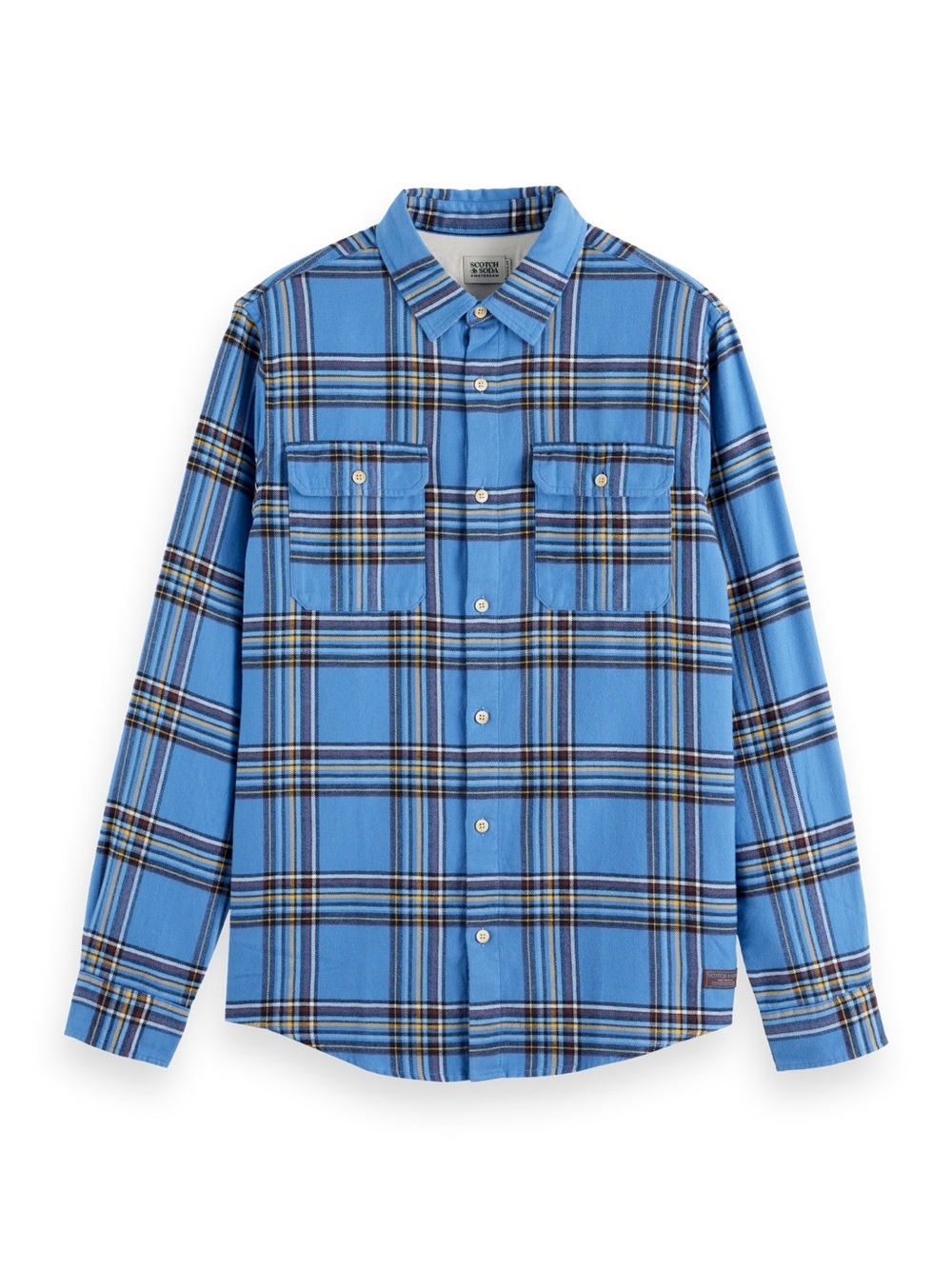 NWT Scotch&Soda Men’s Sz XL Regular-Fit Multi Flannel Shirt in Blue Check (#410)